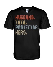 Husband-Tata-Protector-Hero V-Neck T-Shirt tile