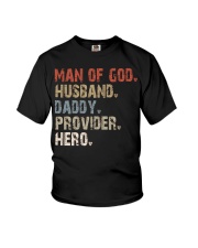 Man Of God-Husband-Daddy-Provider-Hero Youth T-Shirt tile