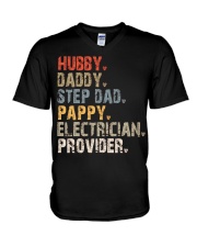 Hubby-Daddy-Step Dad-Pappy-Electrician-Provider V-Neck T-Shirt tile
