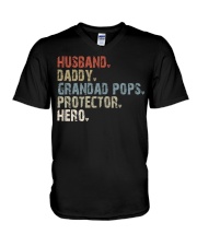 Grandad Pops - Protector Hero V-Neck T-Shirt tile