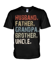 Husband - Father - Grandpa - Brother - Uncle V-Neck T-Shirt tile