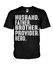 Husband-Father-Brother-Provider-Hero V-Neck T-Shirt tile