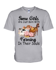Some Girls Farmer Cow Cattle V-Neck T-Shirt tile