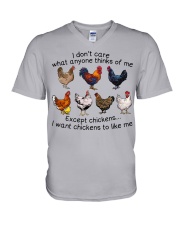 I want Chickens to like me V-Neck T-Shirt tile