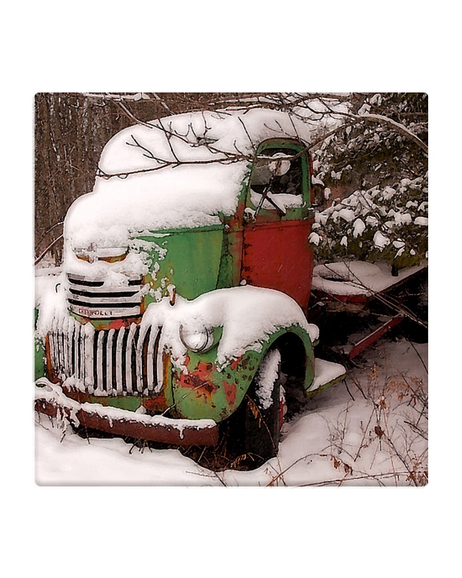 Christmas Tree Truck Square Coaster