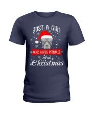 Just a Girl loves Pit Bull and Christmas Ladies T-Shirt thumbnail