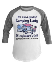 Camping Lady Baseball Tee tile