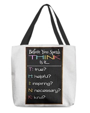 Before you speak think is it All-Over Tote tile