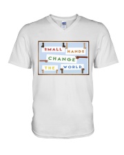 Small Hands Change The World 2 V-Neck T-Shirt tile