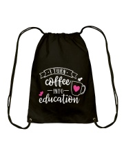 I turn coffee into education Drawstring Bag tile