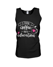 I turn coffee into education Unisex Tank tile