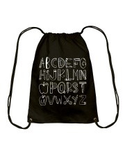 Alphabet black Drawstring Bag tile