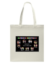 Morning Greeting in Social Distancing Tote Bag tile