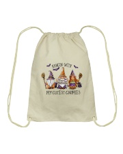 Hanging with my cutest gnomies Drawstring Bag tile