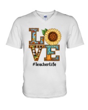Love Teacher Life V-Neck T-Shirt tile
