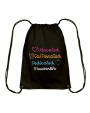 Educated Caffeinated and Dedicated Teacher Drawstring Bag tile