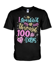 100 days of school 11 V-Neck T-Shirt tile