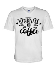 Kindness and coffee V-Neck T-Shirt tile