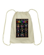 Social Distancing Greetings Drawstring Bag tile