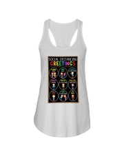 Social Distancing Greetings Ladies Flowy Tank tile