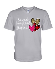 Loved Thankful Blessed V-Neck T-Shirt tile
