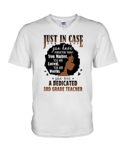 3rd Grade Teacher - Black African American Art V-Neck T-Shirt tile