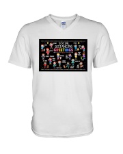 Social Distancing Greetings V-Neck T-Shirt tile