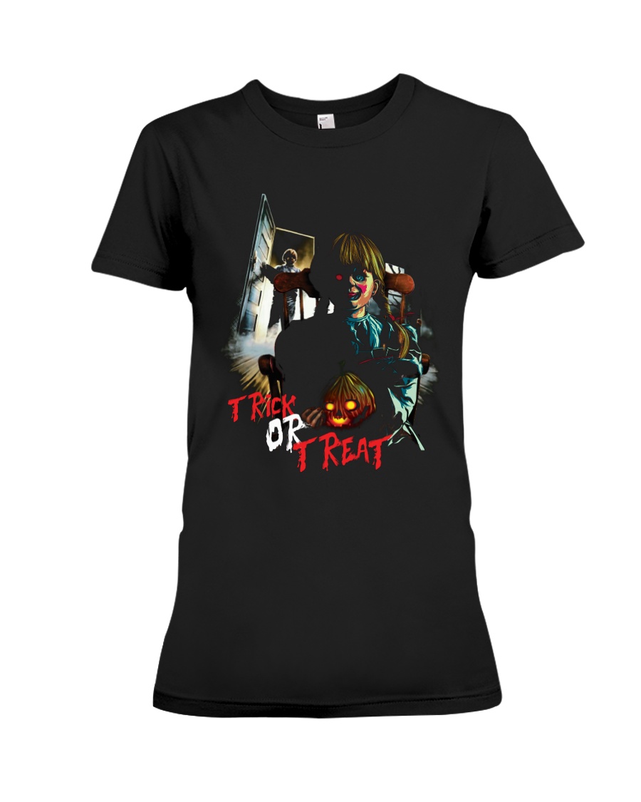 Halloween Annabelle Trick or Treat Premium Fit Ladies Tee