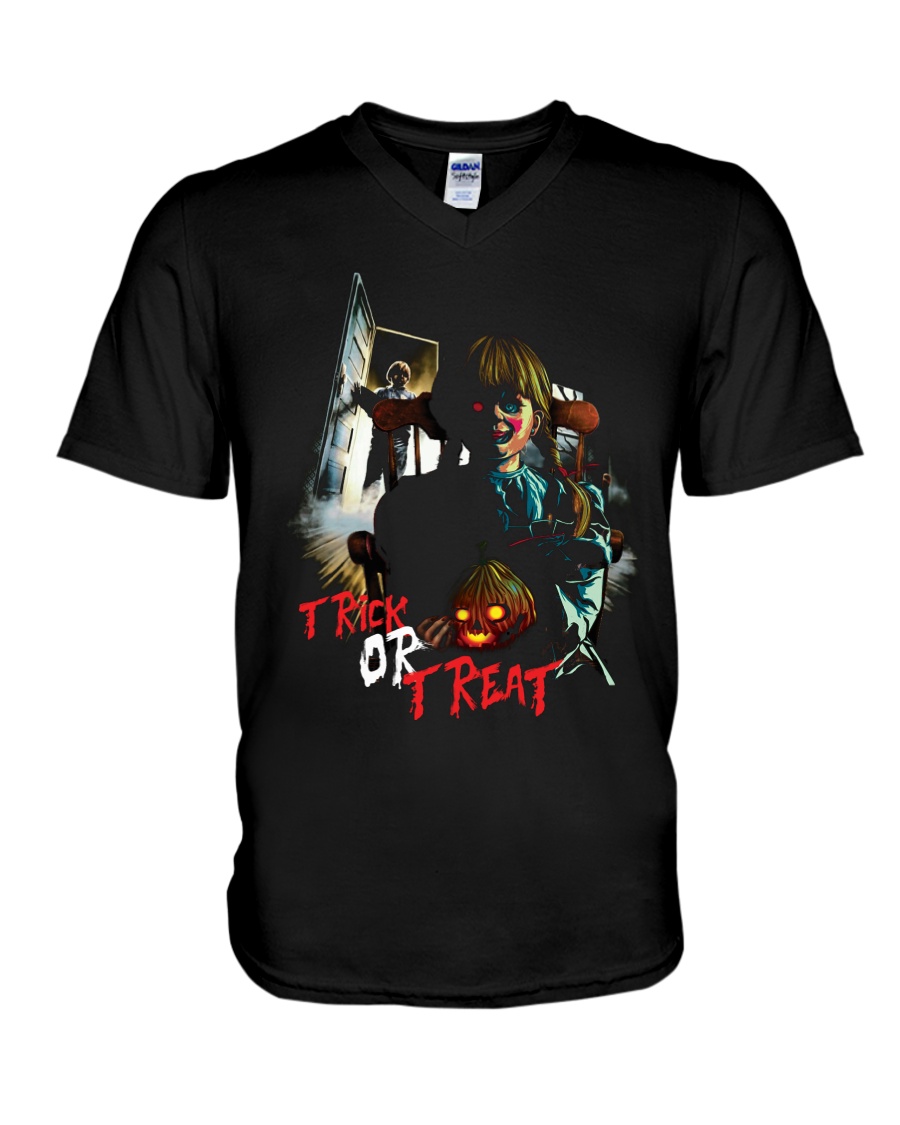 Halloween Annabelle Trick or Treat V-Neck T-Shirt