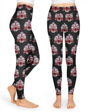 Orchid on Black High Waist Leggings tile