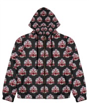 Orchid on Black Women's All Over Print Full Zip Hoodie tile