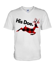 Her Buck His Doe Valentine V-Neck T-Shirt tile