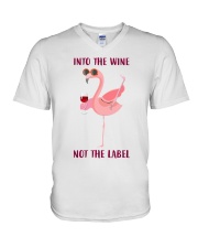 Into the wine not the label V-Neck T-Shirt tile
