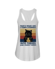 That's what I do I turn strings Ladies Flowy Tank tile