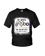 In April We Wear Red For Autism Acceptance Youth T-Shirt tile
