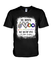 In April We Wear Red For Autism Acceptance V-Neck T-Shirt tile