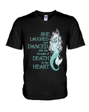 She laughed and dance V-Neck T-Shirt tile