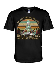 I'm Mostly Peace Love And Cactus V-Neck T-Shirt tile