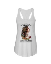Never Underestimate Ladies Flowy Tank tile