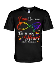 I Am His Voice He Is My Heart V-Neck T-Shirt tile