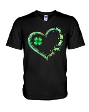 Shamrock Heart Patrick's Day V-Neck T-Shirt tile