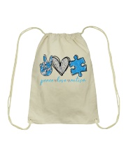 PEACE LOVE AUTISM Drawstring Bag tile