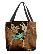 Peace love cure leather pattern print All-over Tote back
