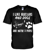 I Like Guitars And Dogs V-Neck T-Shirt tile