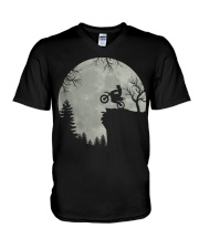 Dirt Bike Moon V-Neck T-Shirt tile