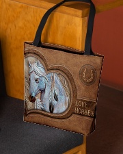 Love Horses Leather Pattern Print All-over Tote aos-all-over-tote-lifestyle-front-02
