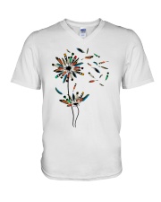 Dandelion Native American Feathers V-Neck T-Shirt tile