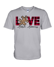 Love Someone With Autism Valentine V-Neck T-Shirt tile