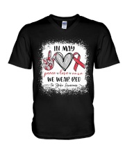 In May We Wear Red For Stroke Awareness V-Neck T-Shirt tile