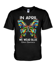 In April We Wear Blue V-Neck T-Shirt tile